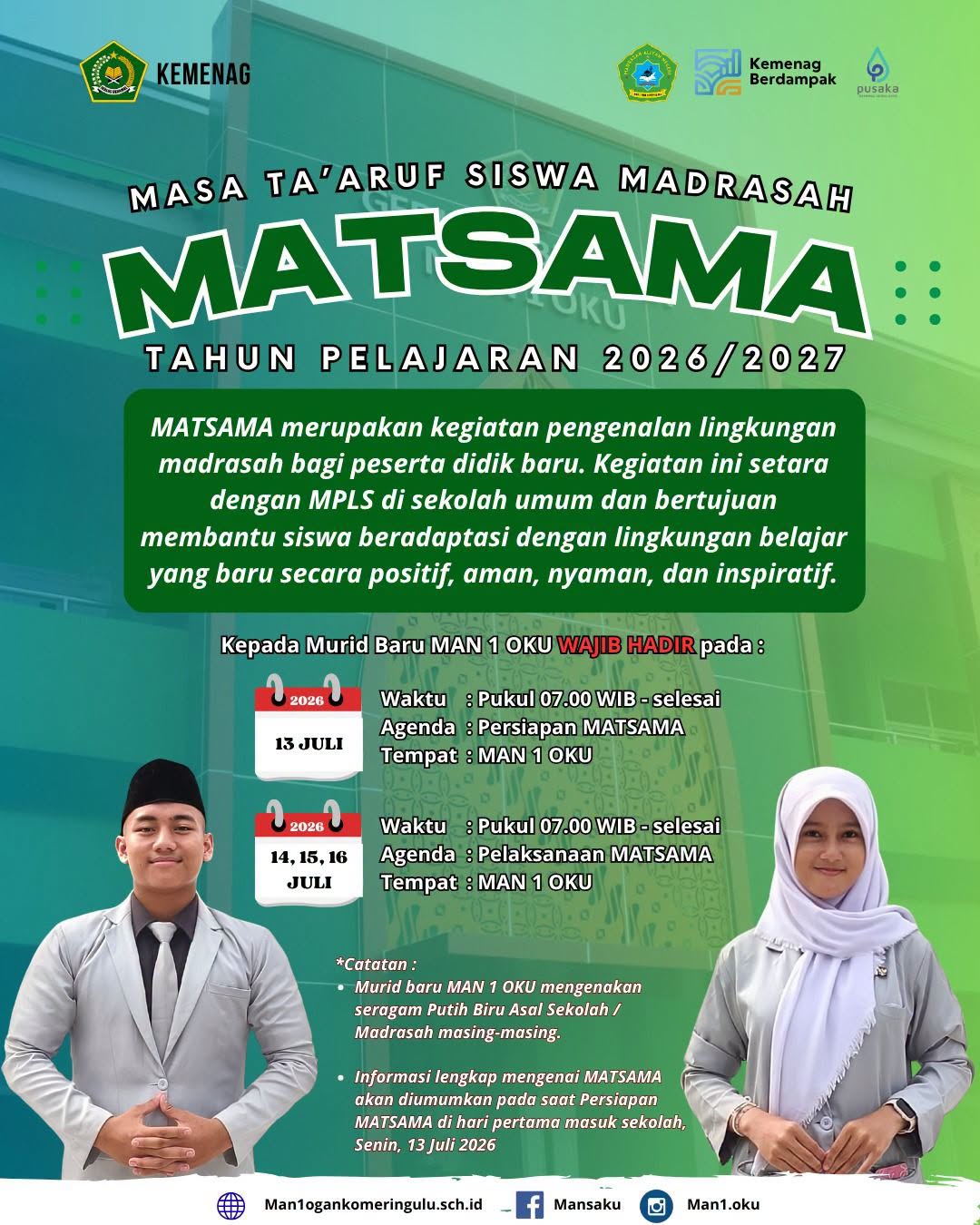 MAN 1 OKU Siap Gelar MATSAMA Tahun Pelajaran 2026/2027